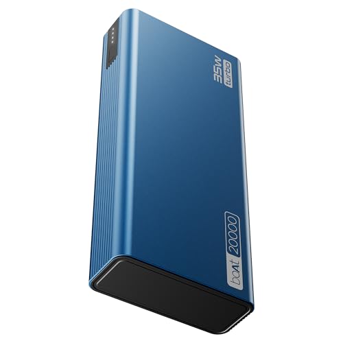 boAt Energyshroom PB435 20000 mAh 35W Super Fast Charging Power Bank, Smart 12 Layer Protection (4X Output Ports, Supports Android, iPhone, Tablets, Earbuds, etc.) (Navy Blue) - Nalanda Enterprises