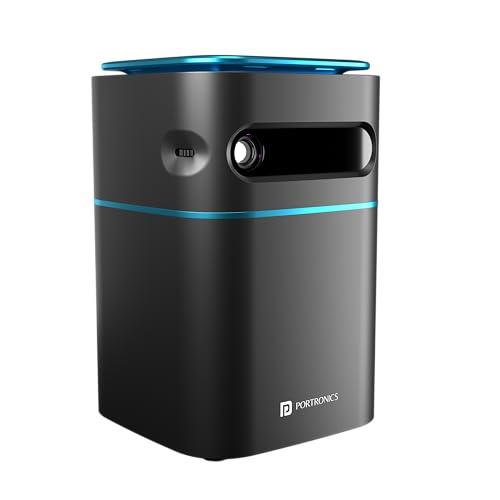 Portronics Pico 12 Portable Smart Projector with Android 11, 4K Ultra HD Support, Rechargeable, 3200 Lumens, DLP Technology, 120" Max Display, Auto Keystoning, 5W Speaker (Black) - Nalanda Enterprises