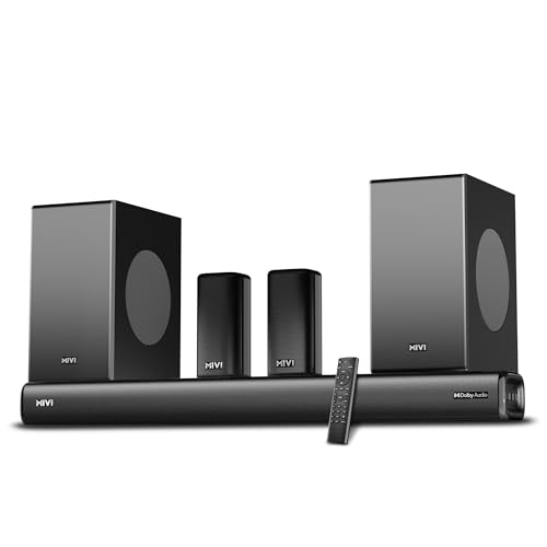 Mivi Superbars Cinematic 900W / NEX 900 Premium Dolby Home Theatre System [Newly Launch] with Dual Subwoofers soundbar, 5.2 Channel, EQ & Input Modes, BT v5.3, Sound bar - Nalanda Enterprises