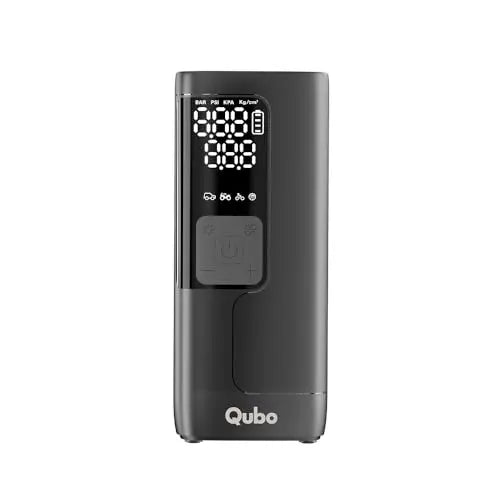 Qubo digital portable air compressor black front view, Nalanda Enterprises corporate gift