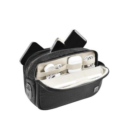 WIWU Salem Pouch Fingerprint Lock Leather Bag, Black - Nalanda Enterprises