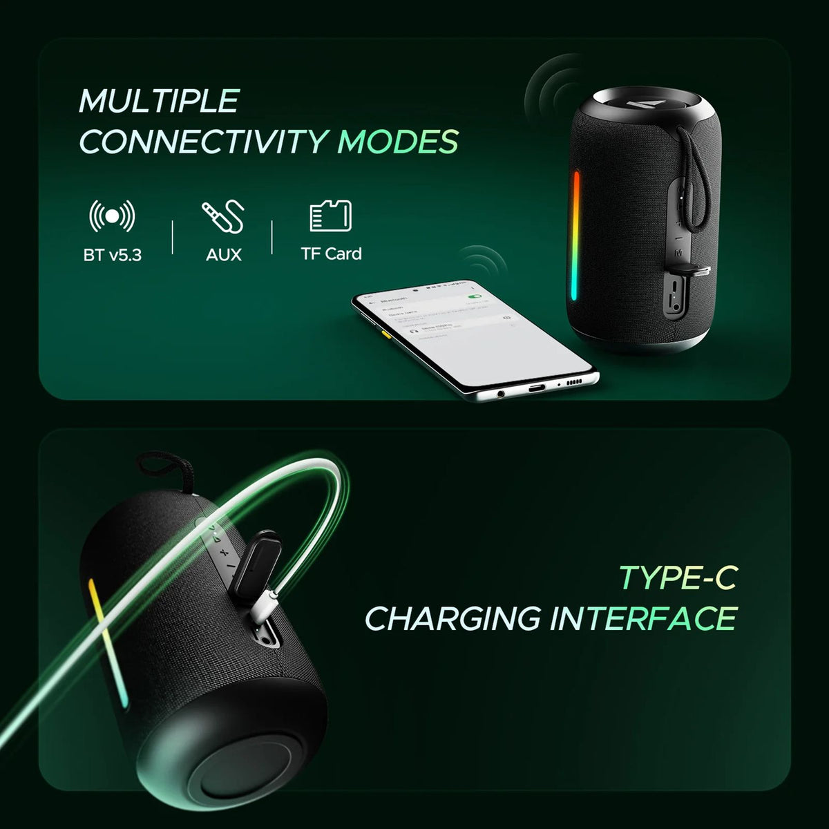 boAt Stone 358 Pro 14W Portable Bluetooth Speaker (IPX5 Water Resistant, RGB LEDs Design, Raging Black)_9