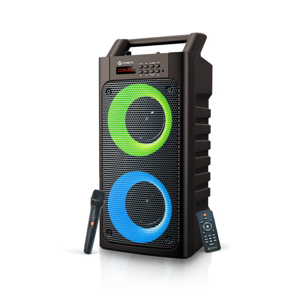Toreto Party 30 with Karaoke Mic, RGB Light Support USB & SD Card, Aux, 5 Hr Playtime 30 W Bluetooth Party Speake - Nalanda Enterprises