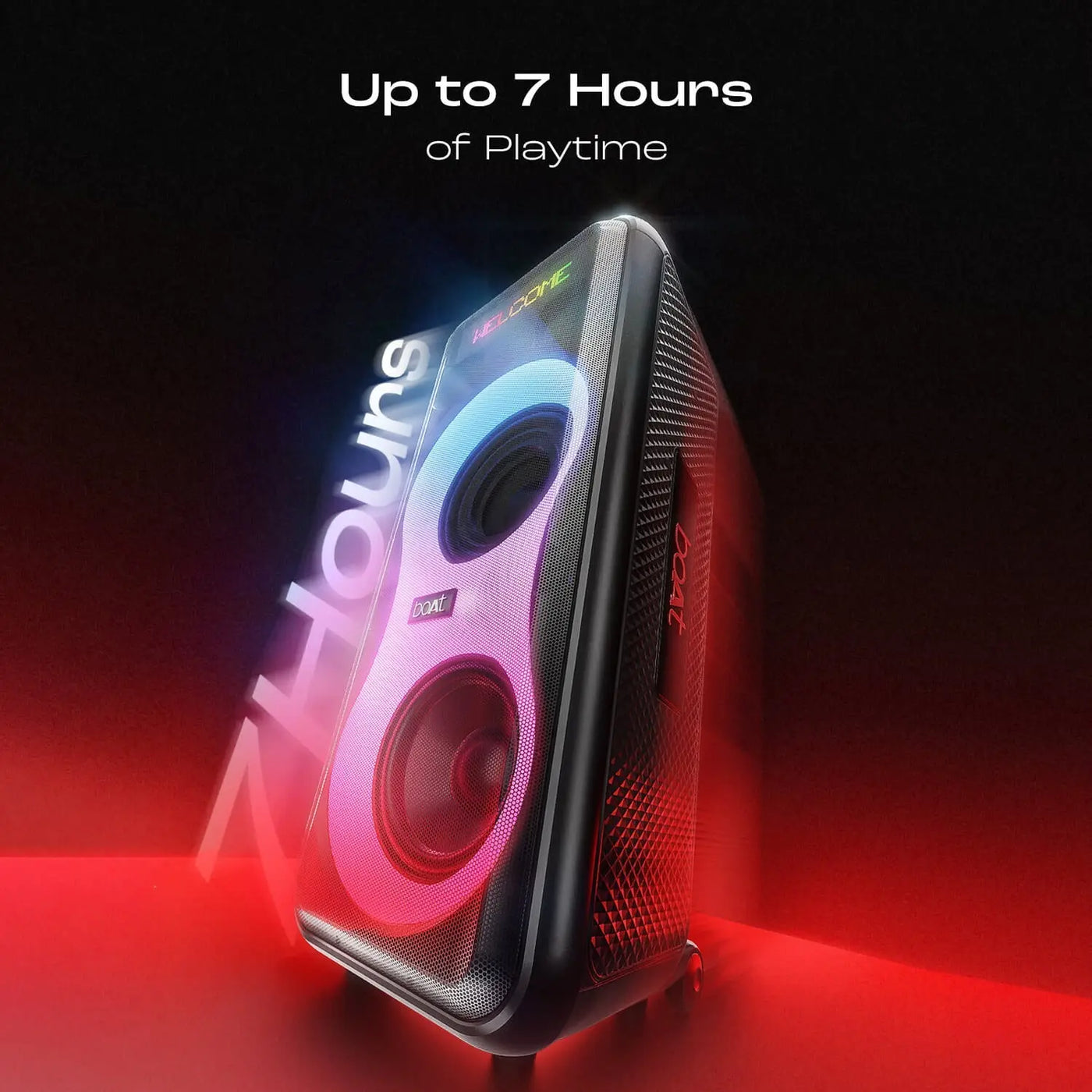 boAt portable speaker with colorful LED lights, 7 hours playtime, featured by Nalanda Enterprises