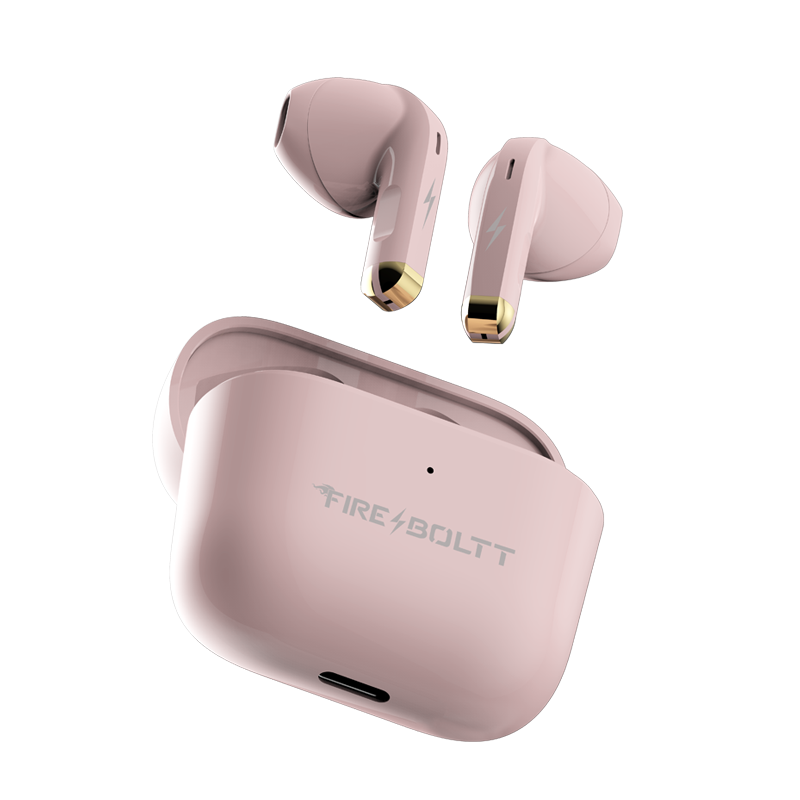 Fire-Boltt pink wireless earbuds with charging case, Nalanda Enterprises corporate gifting