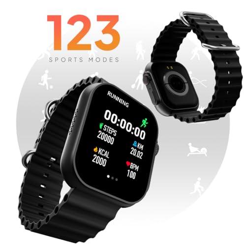 Fire-Boltt Supernova- 45.2mm AMOLED Display, 500 NITS Brightness, 368 * 448 px Resolution, Bluetooth Calling, 123 Sports Modes, Voice Assistant, Inbuilt Games (Black) - Nalanda Enterprises