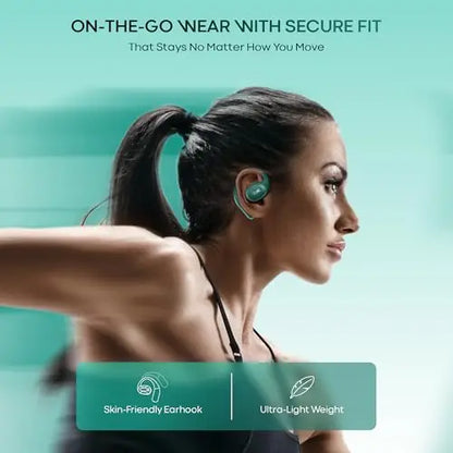 boAt Airdopes Progear Open-Ear Ear Buds for Outdoor Sports W/Air Conduction Tech, in Ear, 4 Mics W/Ai-Enx, 100Hrs Playback, 15Mm Drivers, Secure Fit,Beast Mode W/ 40Ms Latency, ASAP Charge Green - Nalanda Enterprises