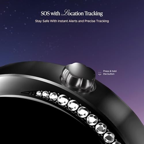 Boat Enigma Gem Women's Luxury Smart Watch w/ 1.19” (3.02cm) AMOLED Display, Emergency SOS Live Location Sharing, Female Wellness, Watch Face Studio, BT Calling, Watch for Woman (Metallic Black)|B0DFYJWHRC