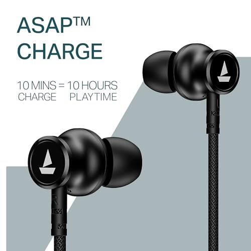 Boat Rockerz 113, 40H Battery, Dual Pair, Fast Charge, ENx Tech, Stream Ad Free Music via App Support, Magnetic Buds, Bluetooth Neckband, Wireless with Mic in Ear Earphones (Active Black)|B0F7Y54PJX