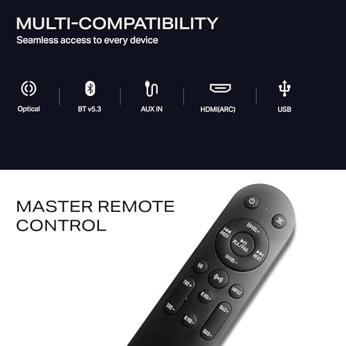 Boat 2025 Launch Aavante Prime 5.1 7050D, Dolby Audio, 700W Signature Sound, 5.1CH with Wireless Subwoofer & Wireless Satellites, Bluetooth Sound bar, Home Theatre Soundbar Speaker (Premium Black)|B0FLYD83H7