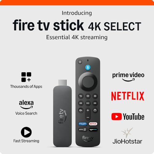 Amazon Fire TV Stick 4K Select (newest model), start streaming in 4K, Alexa voice search, stream lakhs of movies & episodes, free and live TV - Nalanda Enterprises