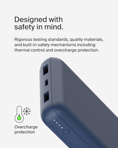 Belkin 20000 mAh Power Bank | Super Fast Charging | USB-C PD Port | 15W Charging for iPhone Series (16, 16 Pro Max), Samsung Galaxy, Google Pixel & More | 2 Years Warranty | Blue|B09NTNMXL8