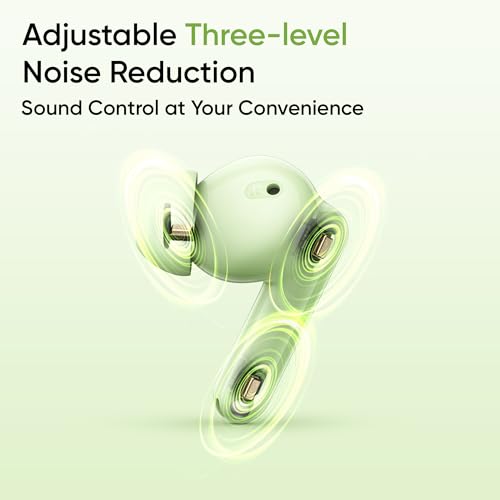 realme Buds T310 True Wireless in-Ear Earbuds with 46dB Hybrid ANC, 360° Spatial Audio, 12.4mm Dynamic Bass Driver, Upto 40Hrs Battery and Fast Charging (Vibrant Black)|B0DBGP48NW