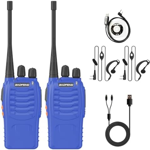 2 Pack BAOFENG BF-888S Walkie Talkie USB-C Charging 16 Channels Ham Radio Upgraded H-888S Two Way Radio for Adult with Earpiece and Programming Cable (Black)|B0DD6RSSP3