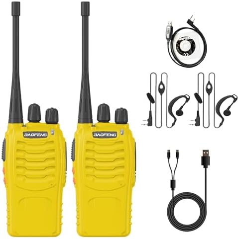 2 Pack BAOFENG BF-888S Walkie Talkie USB-C Charging 16 Channels Ham Radio Upgraded H-888S Two Way Radio for Adult with Earpiece and Programming Cable (Black)|B0DD6RSSP3