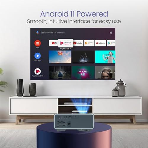 Portronics Beem 450 Smart LED Projector with 1080p Full HD Resolution, Built-in Streaming Apps (Netflix, Prime Video, Hotstar), 4000 Lumens, Screen Mirroring, 5 Watt Speaker (Grey) - Nalanda Enterprises
