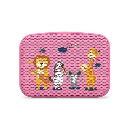 Saregama Carvaan Mini Kids with Wireless Mic - 300+ Pre-Loaded Stories, Rhymes, Learnings and Mantras with Rechargeable Battery/Bluetooth/USB/Aux in-Out/Play in Loop - Baby Pink - Nalanda Enterprises