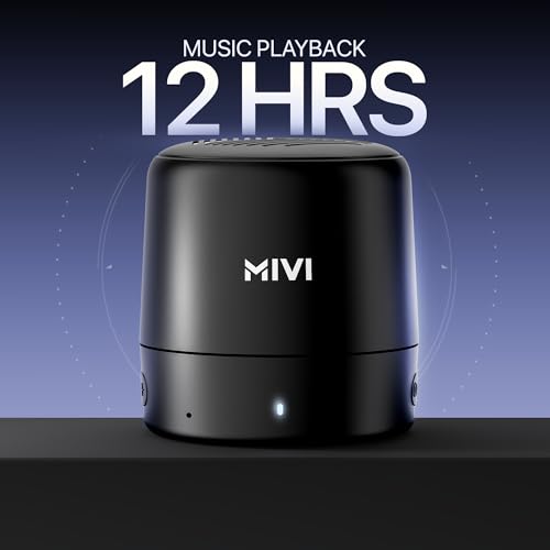 Mivi Play Bluetooth Speaker with 12 Hours Playtime. Wireless Speaker Made in India with Exceptional Sound Quality, Portable and Built in Mic-Black|B094RCC4L1