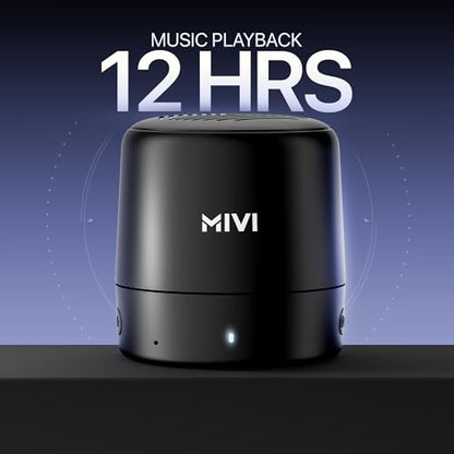 Mivi Play Bluetooth Speaker with 12 Hours Playtime. Wireless Speaker Made in India with Exceptional Sound Quality, Portable and Built in Mic-Black|B094RCC4L1