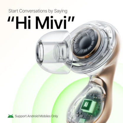 Mivi AI Buds [Breakthrough Launch], Hi-Res Audio, LDAC, Quad Mic ANC, 3D Soundstage, Conversational AI, 40 Hours of Playtime, Spatial Audio, BT v5.4, Android Only Made in India|B0FPCJJR1Y