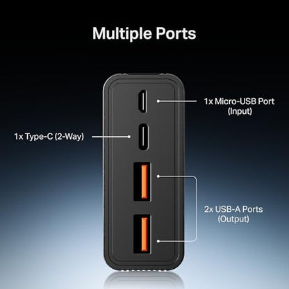 boAt Energyshroom PB435 20000 mAh 35W Super Fast Charging Power Bank, Smart 12 Layer Protection (4X Output Ports, Supports Android, iPhone, Tablets, Earbuds, etc.) (Navy Blue)|B0F48HHWKX