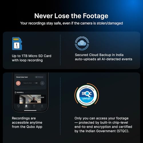 Qubo Instaview New Age Video Doorphone from Hero Group | 3MP Video Doorbell Pro 2K + Wireless Home Tab 1296p Resolution | Instant Phone & Tab Visitor Video Call | 2-Way Talk | Chime|B0D1C285WF