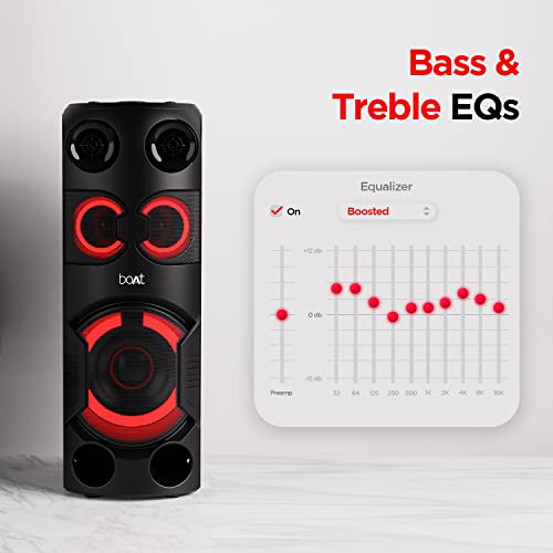 boAt PartyPal 63 Pro Bluetooth Speaker with 30 W Signature Sound, Karaoke with Mic, Customizable RGB LEDs, Wireless Mic, Upto 8 hrs Playback, BTv5.3, TWS Mode, Bass Boost, AUX & Port(Midnight Black)|B0D9VKLC6B