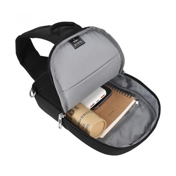 Amzgear WIWU Chest Bag For Men and Women Fashion Messenger Bag For Man Passport wallet with shoulder Strap, Travel cross body bag | Stylish Sling bag| Black - Nalanda Enterprises