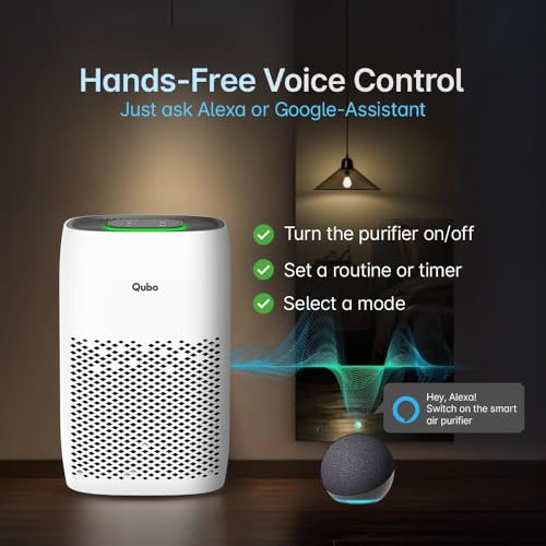 Qubo Smart Air Purifier Q500 for Home by Hero Group | 500 Sqft | 99.99% Allergen Removal |4-Layer True HEPA H13 Filter | 9000 Hrs Filter Life | App & Voice Control | Quiet Night Mode | BLDC Motor|B0CMH9TSVC