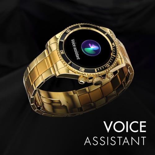 Fire-Boltt Avalanche Luxury Watch, Bluetooth Calling Smart Watch with 1.28” HD Display, 2 Button Pushers, Voice Assistance, Multiple Sports Modes, Health Suite, IP67 Resistance (Gold Black) - Nalanda Enterprises