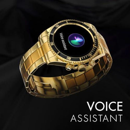 Fire-Boltt Avalanche Luxury Watch, Bluetooth Calling Smart Watch with 1.28” HD Display, 2 Button Pushers, Voice Assistance, Multiple Sports Modes, Health Suite, IP67 Resistance (Gold Black) - Nalanda Enterprises