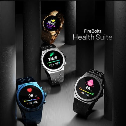 Fire-Boltt Royale Luxury Stainless Steel Smart Watch 36.32mm (1.43 inch) AMOLED Display, Always On, 750 NITS Peak Brightness 466 * 466 px Resolution. Bluetooth Calling, IP67, 75Hz Refresh Rate (Gold)|B0CH8N4XH2