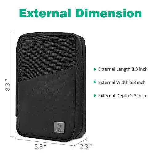 WIWU Nylon Travel Cable Organizer Bag, Waterproof Electronics Organizer Case For Hard Drives, Cable, Charger, Phone, Usb, Sd Card, Apple Pencil, Accessory Pouch Smooth Coating Zipper (Black) - Nalanda Enterprises