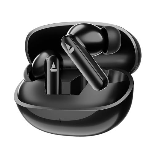 boAt Airdopes 301 TWS in Ear Earbuds, 75hrs Playtime, Quad Mics with ENx, ASAP Charge, IWP Tech, Beast Mode (50ms Low Latency), 10mm Drivers, Bluetooth v5.3 & IPX5 Resistance(Midnight Shadow) - Nalanda Enterprises