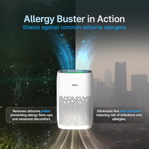 Qubo Smart Air Purifier Q500 for Home by Hero Group | 500 Sqft | 99.99% Allergen Removal |4-Layer True HEPA H13 Filter | 9000 Hrs Filter Life | App & Voice Control | Quiet Night Mode | BLDC Motor|B0CMH9TSVC
