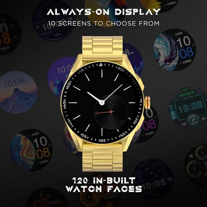 Fire-Boltt Invincible Plus 1.43" AMOLED Display Smartwatch with Bluetooth Calling, TWS Connection, 300+ Sports Modes, 110 in-Built Watch Faces, 4GB Storage & AI Voice Assistant (Gold SS)|B0C8D3T1D7