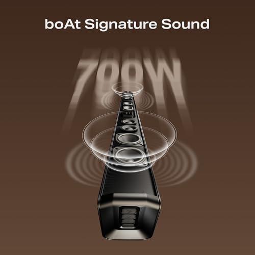 Boat 2025 Launch Aavante Prime 5.1 7050D, Dolby Audio, 700W Signature Sound, 5.1CH with Wireless Subwoofer & Wireless Satellites, Bluetooth Sound bar, Home Theatre Soundbar Speaker (Premium Black)|B0FLYD83H7