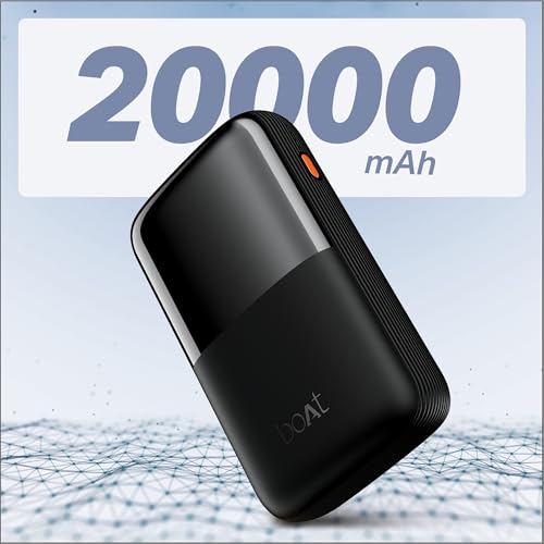 boAt Energyshroom PB400 Turbo X 20000 mAh 35W Super Fast Charging, Compact Power Bank, Smart 12 Layer Protection (3X Output Ports, Supports Android, iPhone, Tablets, Earbuds, etc.) (Sable Black)|B0FHWG1RZQ