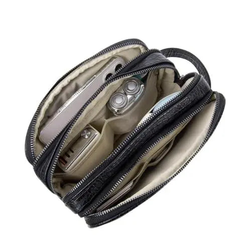 WIWU Salem Pouch Fingerprint Lock Leather Bag, Black - Nalanda Enterprises