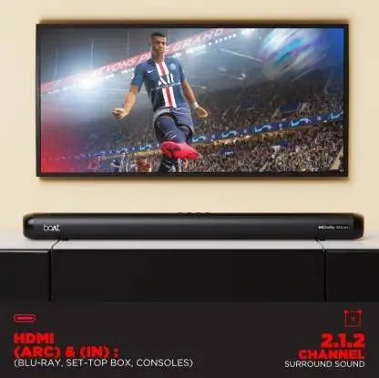 boAt Aavante Bar 4000DA | Powerful 200W Home Theatre Sound, 2.1.2 Channel, Dolby Atmos 3D Technology, Sleek & Minimal Design - Nalanda Enterprises