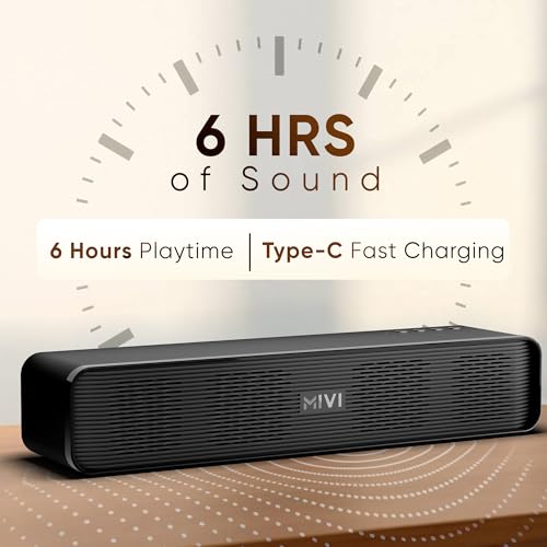 Mivi Fort H30 Portable Bluetooth Speakers Soundbar – [Newly launched] 30W Bluetooth Soundbar for Campus Life, 2.0 Channel, Sleek Design, 6 Hours Playtime, Multi-connectivity, Made in India|B0DMNHYM33