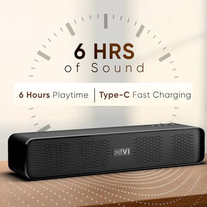 Mivi Fort H30 Portable Bluetooth Speakers Soundbar – [Newly launched] 30W Bluetooth Soundbar for Campus Life, 2.0 Channel, Sleek Design, 6 Hours Playtime, Multi-connectivity, Made in India|B0DMNHYM33