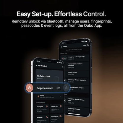 QUBO Smart Door Lock Select from Hero Group (2025 Edition) | 7-Way Unlocking | 5 Bolts | Fingerprint | Remote Unlocking via OTP | PIN | Access Card | Mobile App | 2 Years Brand Warranty | (Copper)|B0DWMZ5F2Y