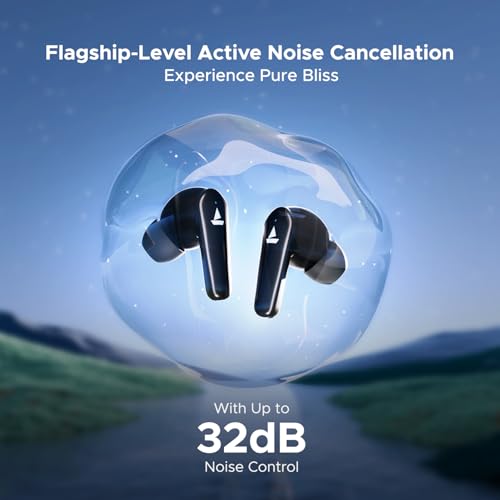 boAt Airdopes 131 Elite ANC, 32dB Active Noise Cancellation, 60HRS Battery, Ambient Mode, 4Mics ENx, Fast Charge, IPX5, v5.3 Bluetooth Earbuds, TWS Ear Buds Wireless Earphones with mic (Active Black)|B0DVZDYJQ1