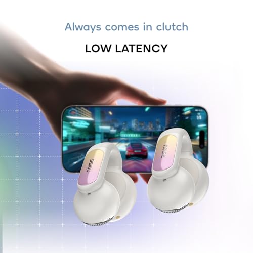 Noise Newly Launched Air Clips 2 Wireless Open Ear Earbuds with Clip Design, AirWave™ Technology,Up-to 40H Playtime, Dual Device Pairing, ENC,12mm Driver,BTv5.3 (Frost Ivory)|B0F66SKW7R