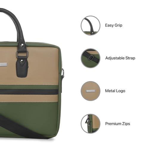 Vaku Luxos® MILAN 14 Inch Laptop Bag Leather Collection Messenger Organizer Shoulder Sling Office Bag for Men & Women With Adjustable Strap for Laptop and MacBook up to 14" - Nalanda Enterprises