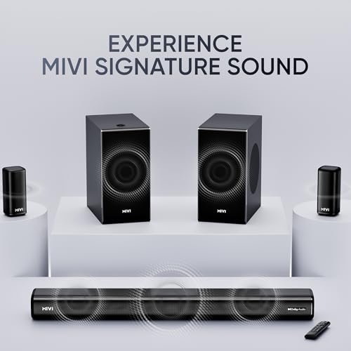 Mivi Nex 900 Dolby Audio Soundbar (New Launch)| 900W Signature Sound | 5.2 Channel Home Theatre System with Dual Subwoofers and Satellites | Nex Surround Sphere Tech | Bluetooth v5.3|B0G3B2V7TB