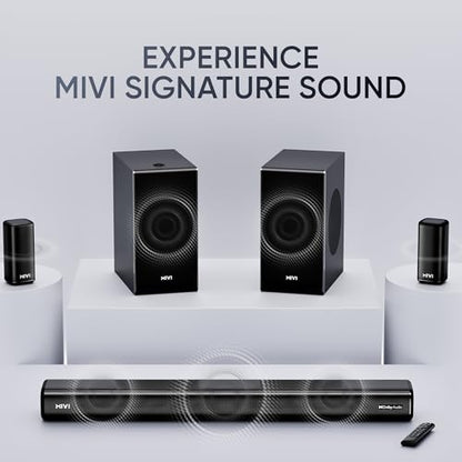 Mivi Nex 900 Dolby Audio Soundbar (New Launch)| 900W Signature Sound | 5.2 Channel Home Theatre System with Dual Subwoofers and Satellites | Nex Surround Sphere Tech | Bluetooth v5.3|B0G3B2V7TB