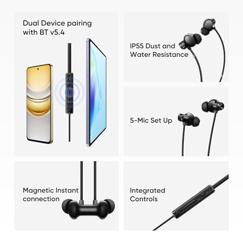 realme Buds Wireless 5 ANC in Ear Bluetooth Headphones,50dB ANC, 13.6mm Dynamic Bass Driver,360° Spatial Audio,45ms Low Latency,Upto 38hrs Playback,IP55 Rating,Dual Device Connection (Midnight Black)|B0DNPWJLQC