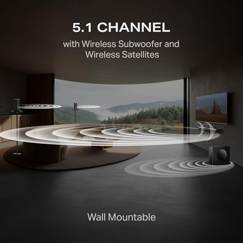 Boat 2025 Launch Aavante Prime 5.1 7050D, Dolby Audio, 700W Signature Sound, 5.1CH with Wireless Subwoofer & Wireless Satellites, Bluetooth Sound bar, Home Theatre Soundbar Speaker (Premium Black)|B0FLYD83H7